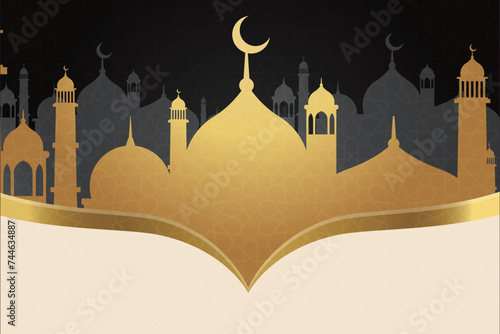 Ramadan, Eid al-Fitr, Islamic new year mosque background greeting card