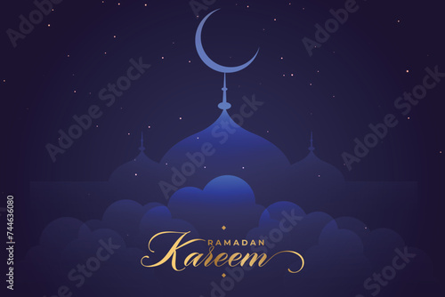 Ramadan, Eid al-Fitr, Islamic new year mosque background greeting card