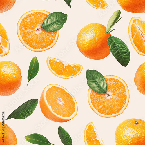 Orange fruit seamless pattern.
