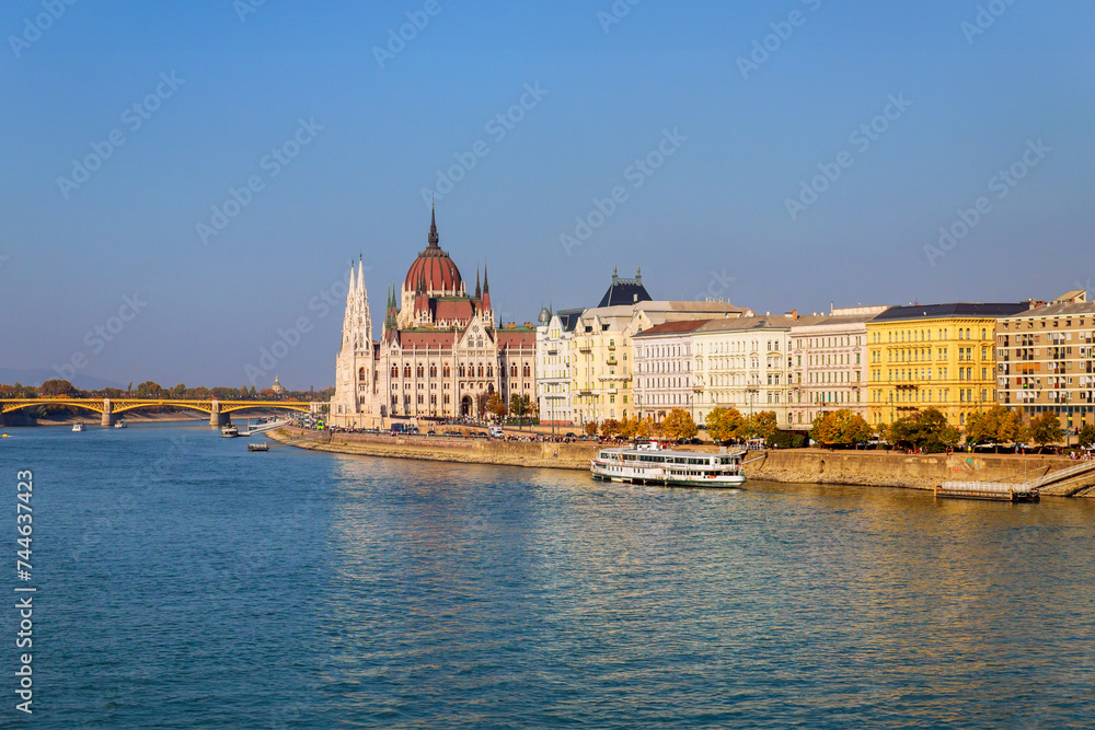 Orszaghaz Building in Budapest is landmark of Hungarian Parliament