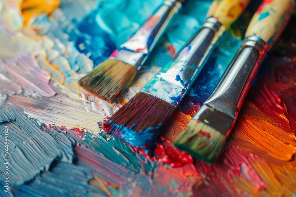 A painter's palette blooms in a riot of colors, where brushes dance and every stroke sings an ode to creativity's boundless joy.

