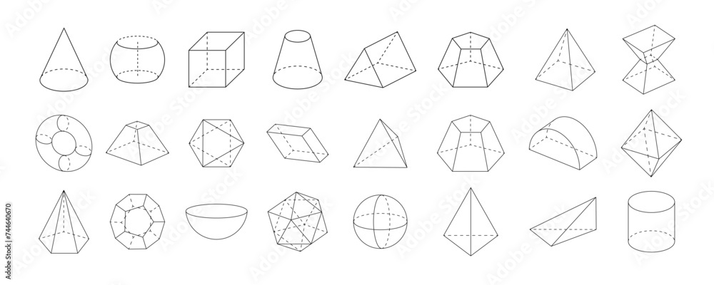 A set of isometric shapes. A set of isometric shapes.