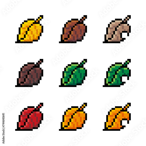 葉のピクセルアート 9枚セット