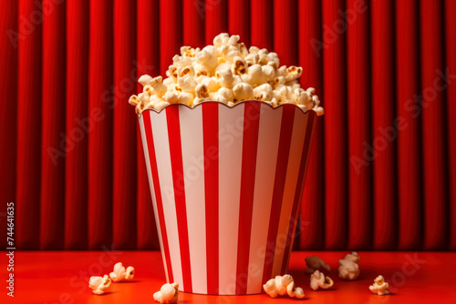 Indulge in movie magic with this vibrant red and white striped popcorn bucket