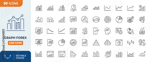 Graph Forex Line editable icons set.