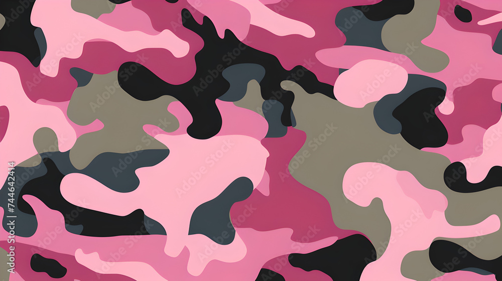 background of pastel colored pink, rose, black, green and violet military camouflage pattern