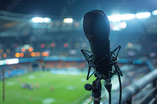 microphone on stage, microphone, football, arena, studio, stadium