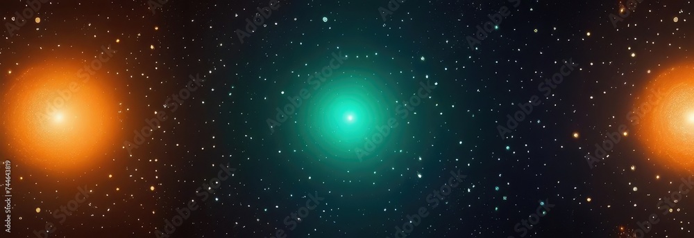 Two suns and a moon. Banner. Space fictional abstract background. A colorful cosmos with stardust and the Milky Way. A magical colored galaxy. Two suns and a moon. Banner. Space fictional abstract background. A colorful cosmos with stardust and the Milky Way. A magical colored galaxy.