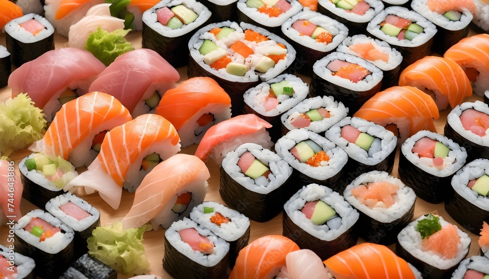 multitude of sushi background multitude of sushi background
