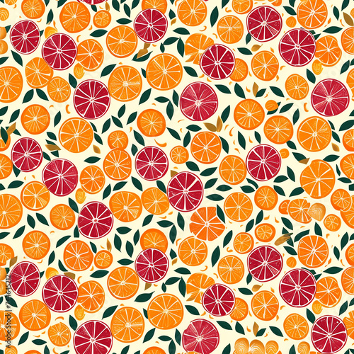 Orange fruit seamless pattern.