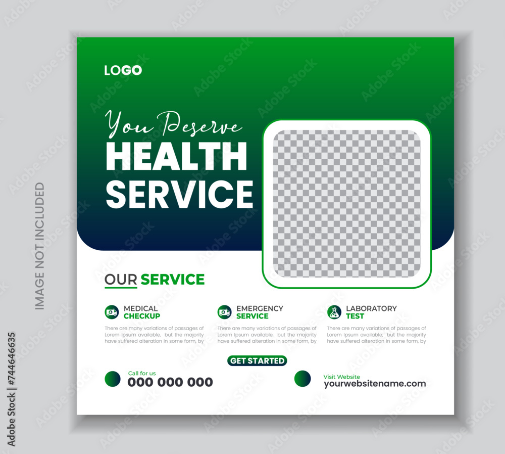 Medical social media post Template, Editable Healthcare social media banner Template. Medical social media post Template, Editable Healthcare social media banner Template.