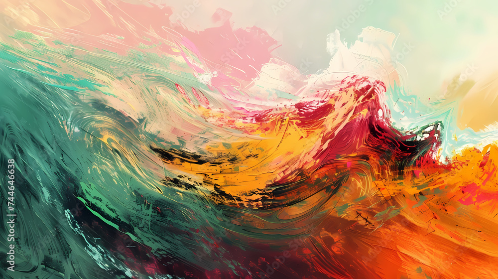 Vibrant Abstract Artwork With Dynamic Brush Strokes