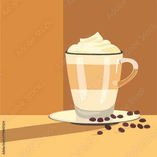 Coffee beans and latte macchiato flat design