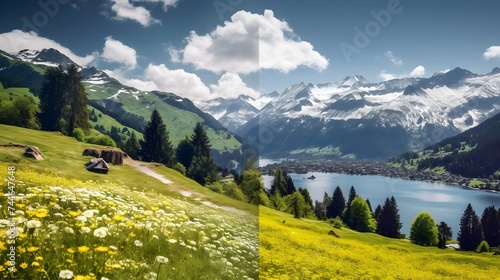 panoramic view of the alps in summertime, Switzerland