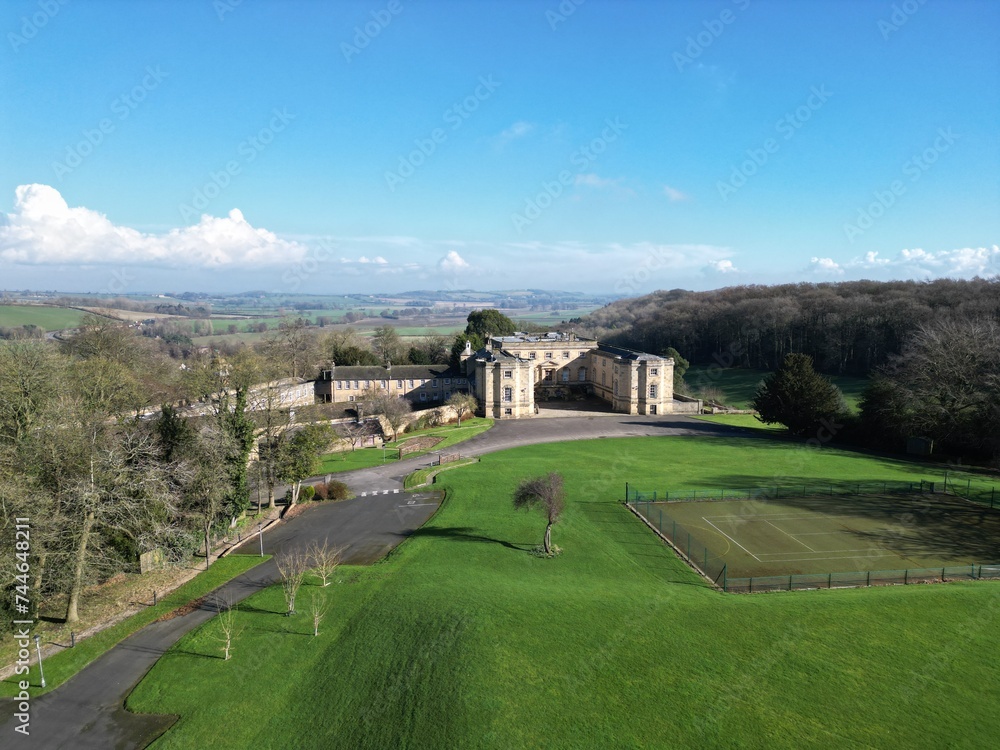 Aerial view of the currently unoccupied Gilling Castle in Gilling East, North Yorkshire England Aerial view of the currently unoccupied Gilling Castle in Gilling East, North Yorkshire England