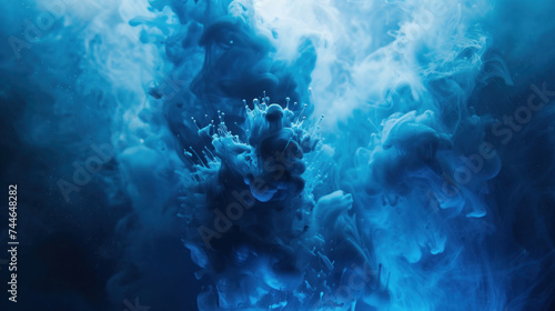 Wallpaper Mural Blue paint drop mixing in water towards to camera. Ink swirling underwater. Cloud of ink isolated on black background. Abstract smoke explosion effect with particles. Torontodigital.ca