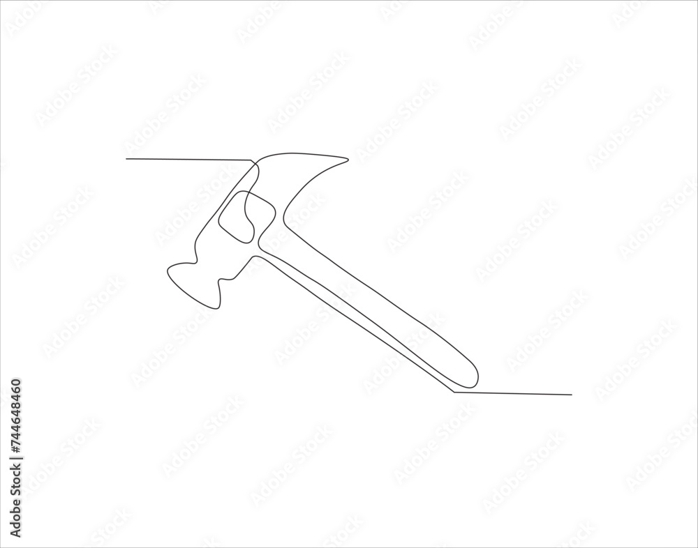 Continuous Line Drawing Of Hammer. One Line Of Hammer. Hammer Continuous Line Art. Editable Outline. Continuous Line Drawing Of Hammer. One Line Of Hammer. Hammer Continuous Line Art. Editable Outline.