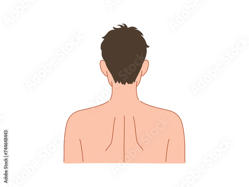 男性の頭部、後ろ姿。ツボなどの説明図用