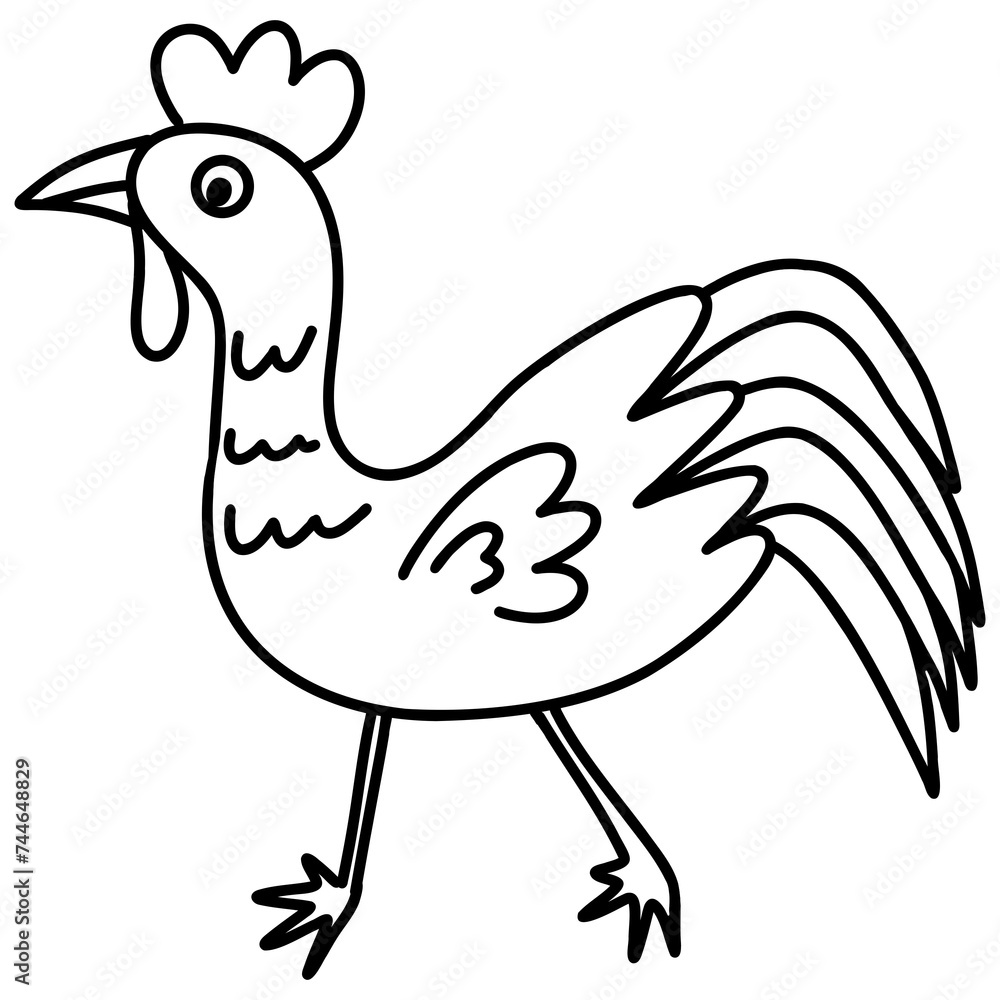 Fototapeta premium Chicken Hen drawing, Coloring Book 