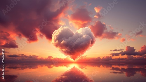 Heart shaped pink clouds floating in a dreamy sky, creating a romantic and whimsical scene.