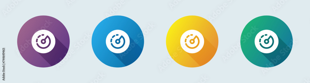 Speedometer solid icon in flat design style. Speed indicator signs vector illustration. Speedometer solid icon in flat design style. Speed indicator signs vector illustration.