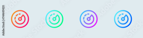 Speedometer line icon in gradient colors. Speed indicator signs vector illustration.
