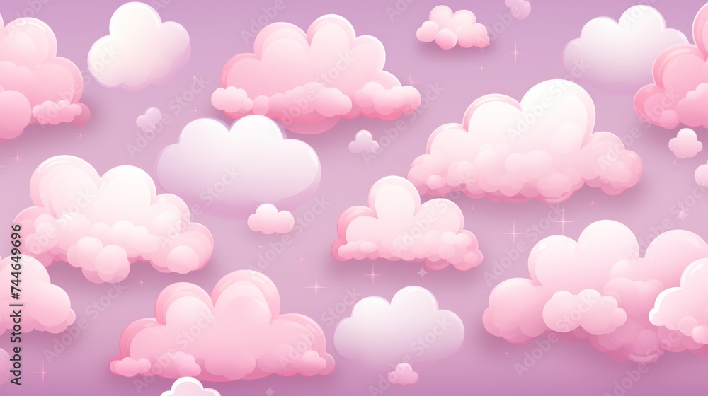 Cute pattern with small hearts and fluffy clouds in the sky for a dreamy and romantic design concept Cute pattern with small hearts and fluffy clouds in the sky for a dreamy and romantic design concept