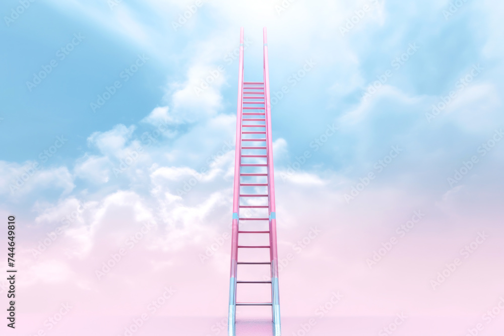heavens with this surreal pink ladder reaching into the fluffy clouds heavens with this surreal pink ladder reaching into the fluffy clouds