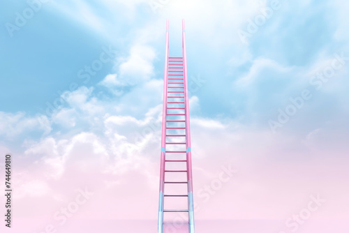 heavens with this surreal pink ladder reaching into the fluffy clouds photo