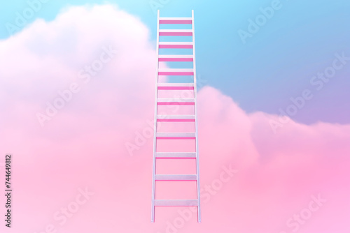heavens with this surreal pink ladder reaching into the fluffy clouds photo