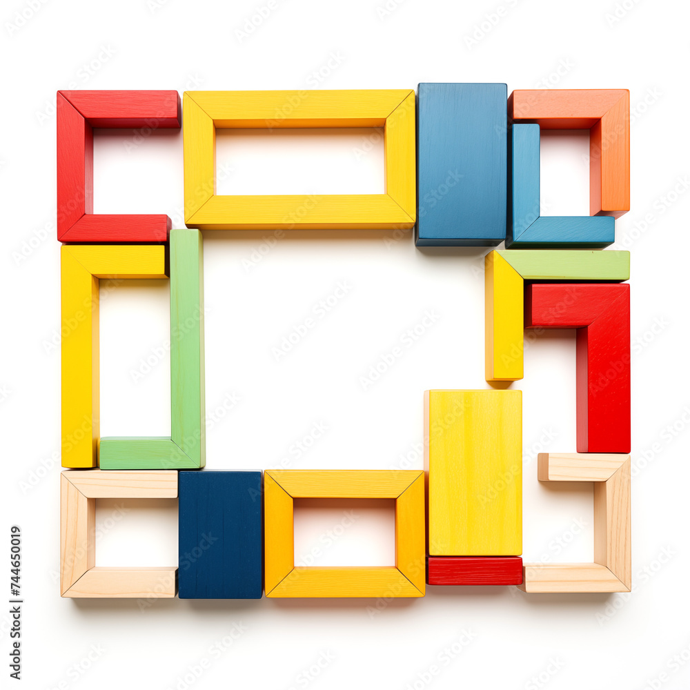 Background of wooden toy blocks frame with space for text Background of wooden toy blocks frame with space for text