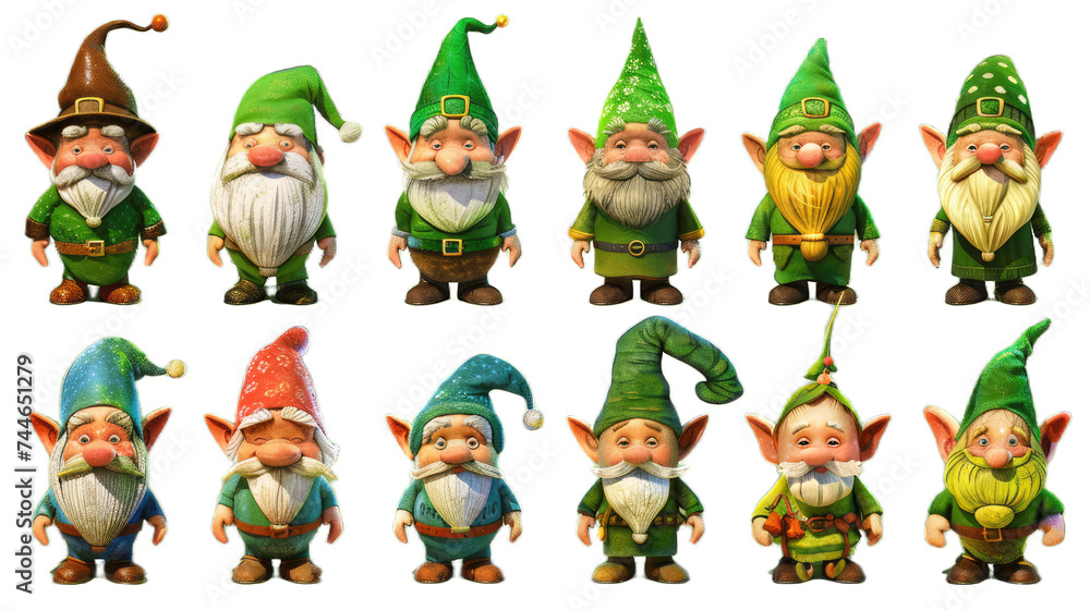 St. Patrick's Day Gnome Assortment, 3D Cartoon Icons