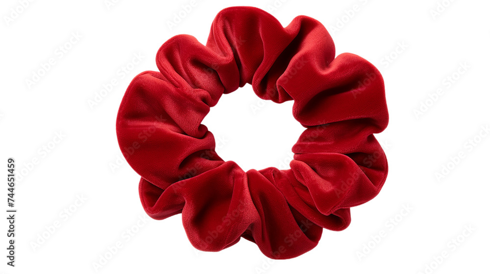 A red silk scrunchie, isolated on a transparent background. A red silk scrunchie, isolated on a transparent background.