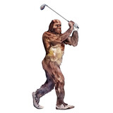 Bigfoot Characters Playing Golf Illustration
