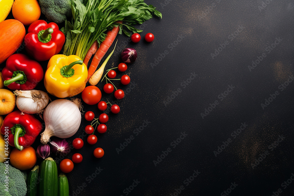 Assortment of fresh vegetables on dark background Assortment of fresh vegetables on dark background