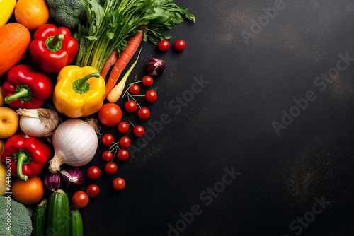 Assortment of fresh vegetables on dark background