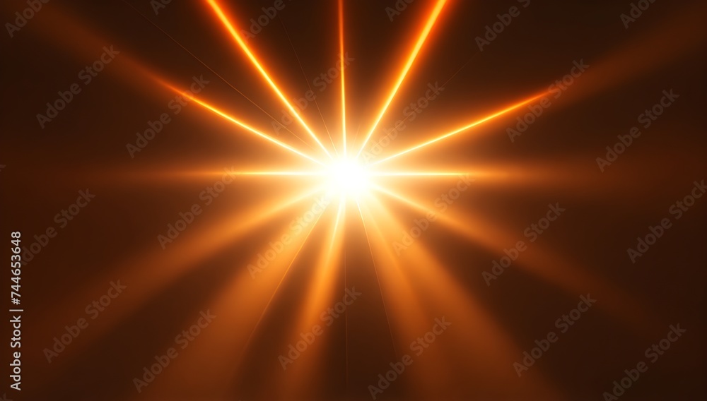 Obraz premium Abstract orange light background. Light rays on black background.