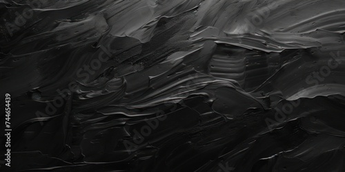 Abstract black oil paint brushstrokes texture pattern contemporary painting wallpaper background photo