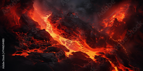 Dramatic volcanic lava eruption