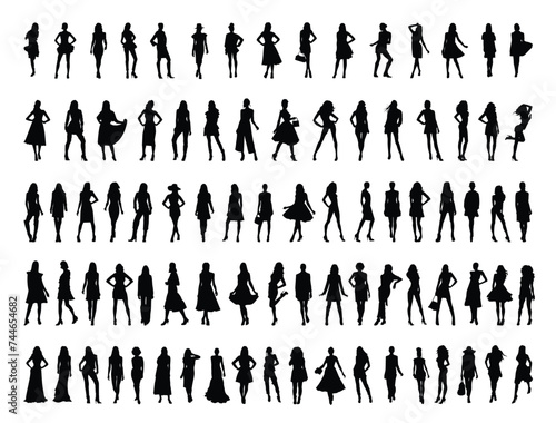 Fashion women silhouette vector art white background