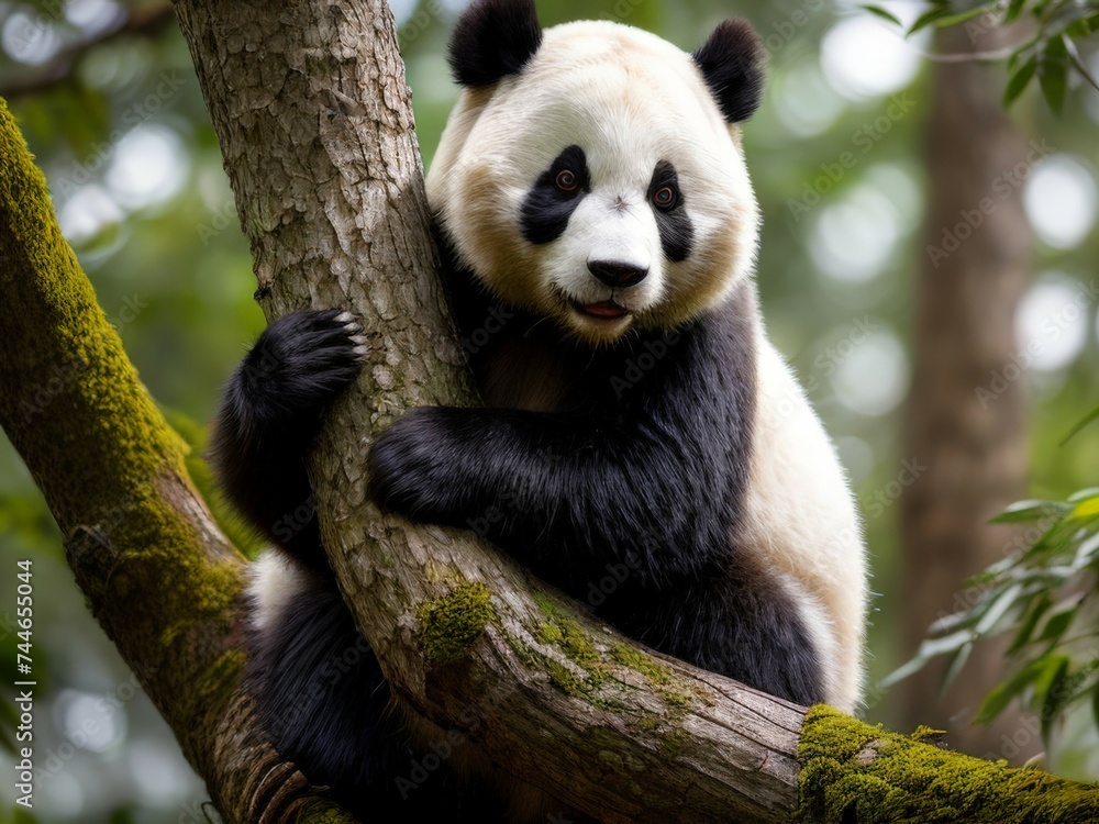 a panda on a tree a panda on a tree