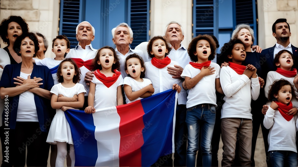 Girls celebrating the national day of france Girls celebrating the national day of france