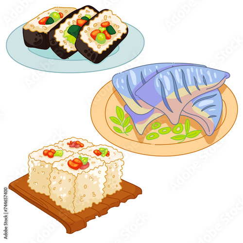 Food Illustration. Japanese food. Vector Illustration