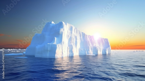 Iceberg in sea  spectacular sunrise  clear weather