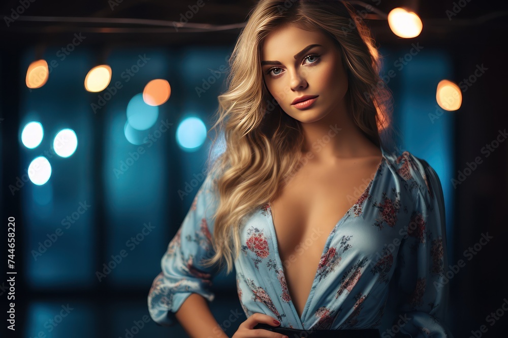 Stunning Blonde Woman in Stylish Clothing