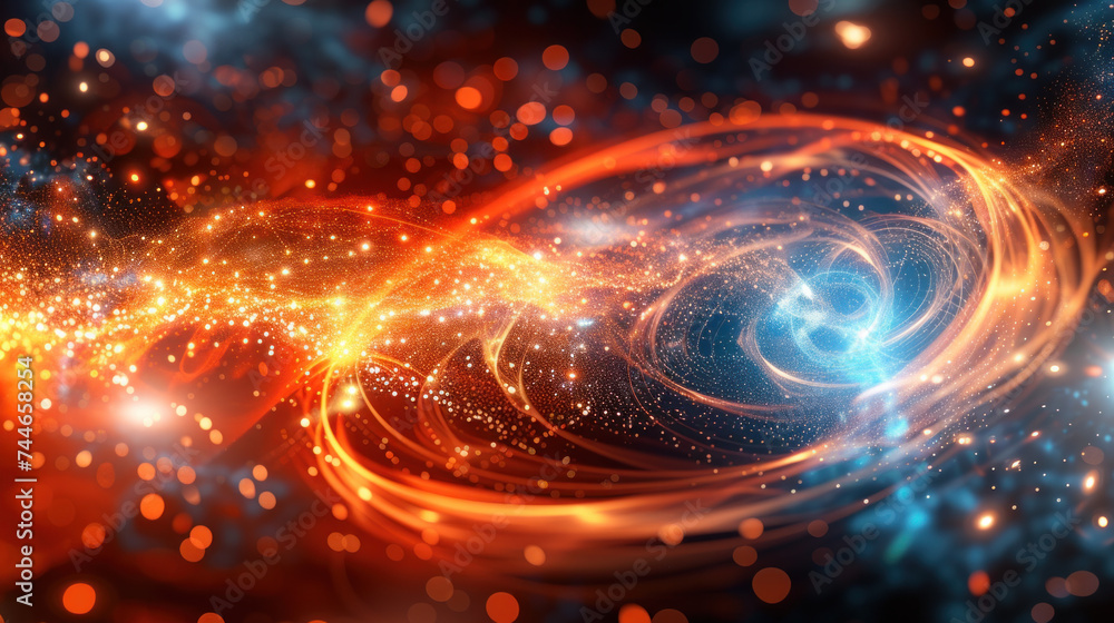Fototapeta premium Illustration of quantum entanglement, new physical principles, futuristic scientific research