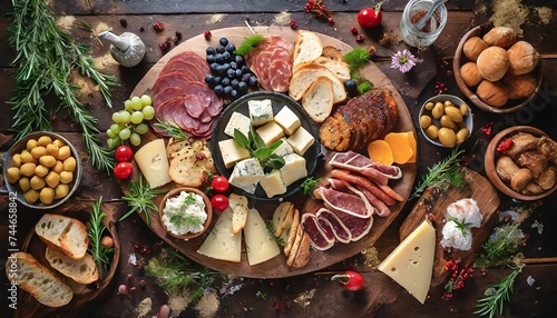 a chair full of food, salami, cheese, vegetables © Frantisek