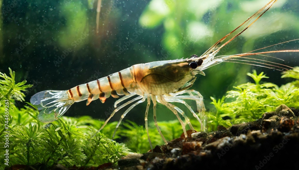 Tiger shrimp in freshwater aquarium Tiger shrimp in freshwater aquarium