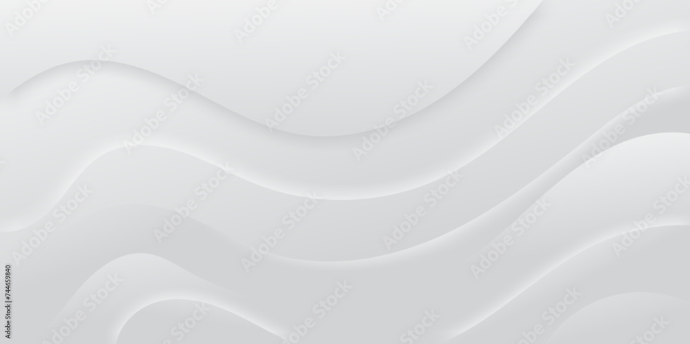 Obraz premium Abstract white and light gray wave modern soft luxury texture with smooth and clean vector subtle background illustration.
