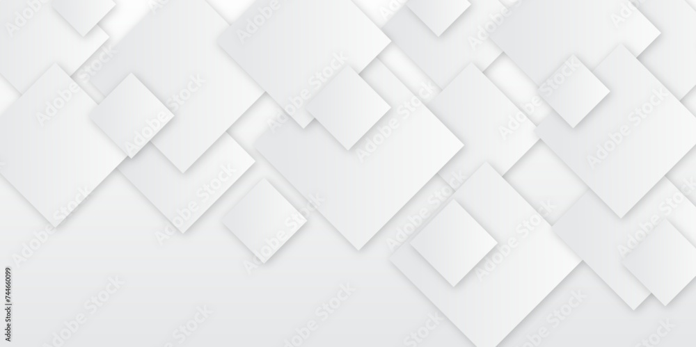 Square pattern on banner with shadow. Abstract white and grey color geometric background with copy space. Modern and minimal concept. You can use for cover, poster, banner web. Square pattern on banner with shadow. Abstract white and grey color geometric background with copy space. Modern and minimal concept. You can use for cover, poster, banner web.